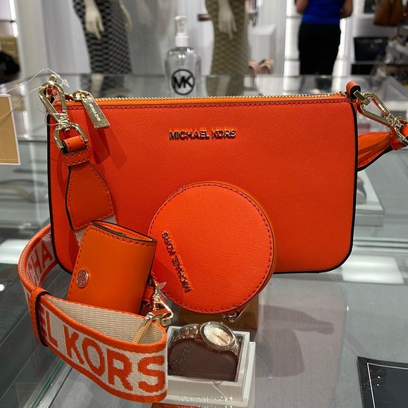 MICHAEL KORS JET SET TRAVEL SMALL SHOULDER CROSSBODY BAG WITH TECH ATTCH AIRPOD - Picture 3 of 16